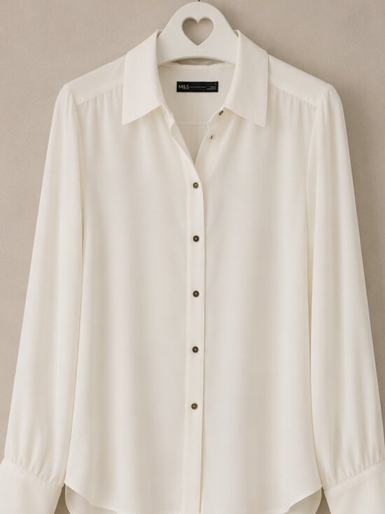 Marks & Spencer Tops - NWOT M&S Collection Ivory Flowy Button-Down Blouse Size 12 100% Polyester